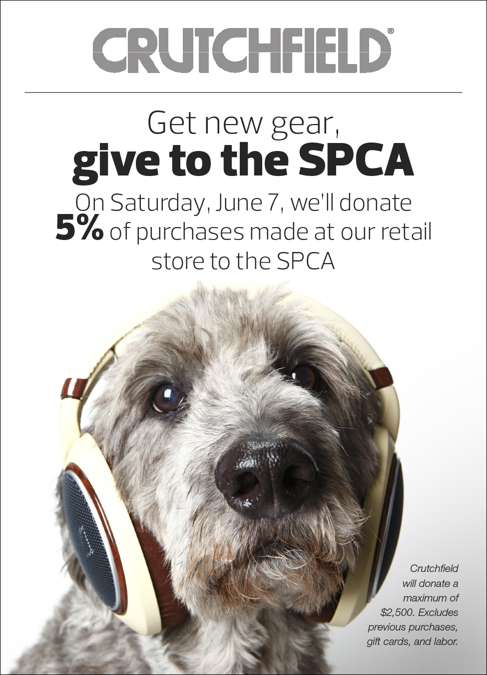 Get New Gear Give To The Spca In Crutchfield Retail This Saay 6 7 And 5 Of Purchases Will Be Donated